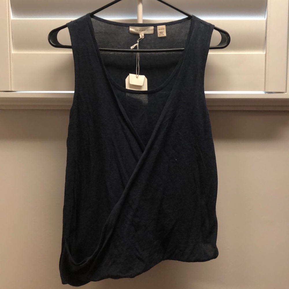 Cotton Navy wrap blouse